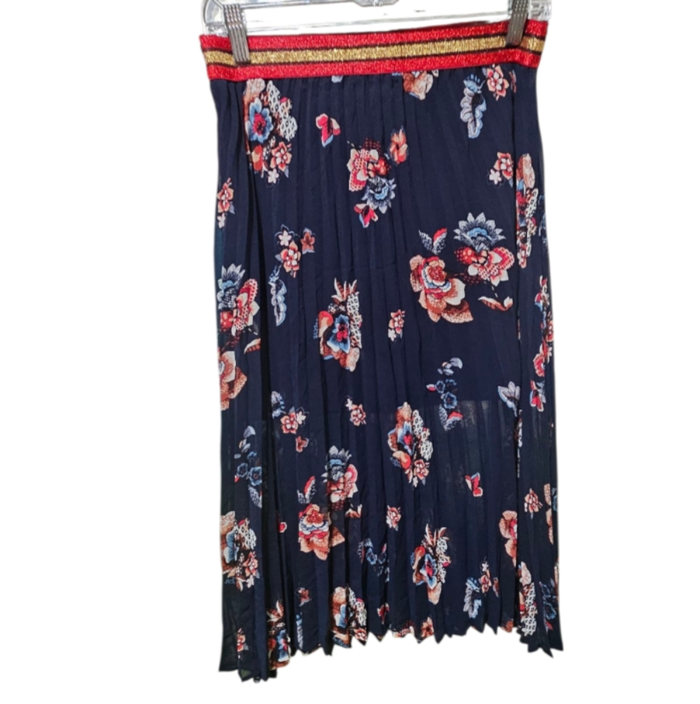 Heart Soul Navy Floral A-Line Skirt